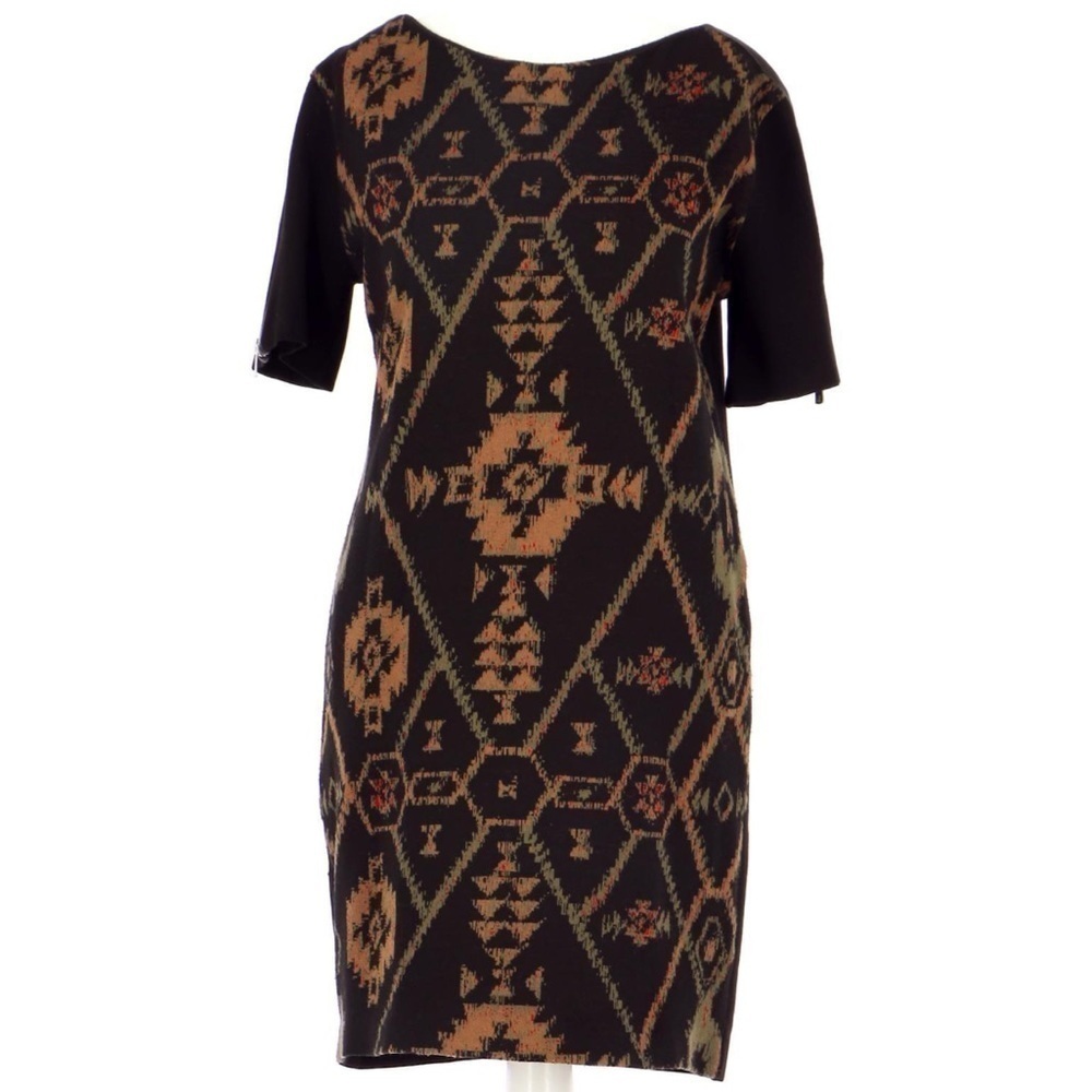 Sandro Santa Fe Ria Sheath Dress Wool Leather Zip Sleeves Womens size 1 small
